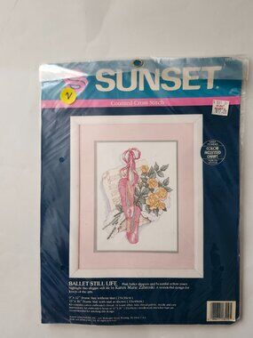 Counted Cross Stitch 1990  Kit Ballet Still Life Pink Slippers Sealed kit #13519